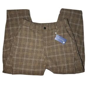 Prijouhe Men's Brown Plaid Trousers Pants Size XL